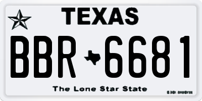 TX license plate BBR6681