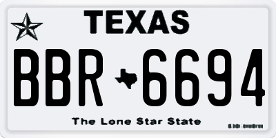 TX license plate BBR6694