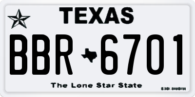 TX license plate BBR6701
