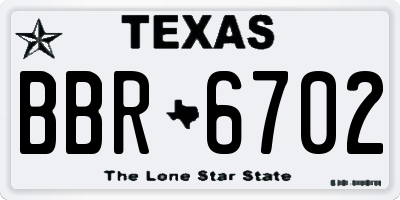 TX license plate BBR6702