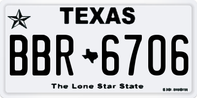 TX license plate BBR6706