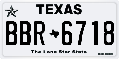 TX license plate BBR6718
