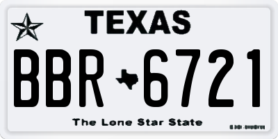 TX license plate BBR6721