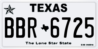 TX license plate BBR6725