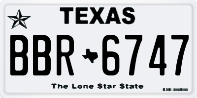 TX license plate BBR6747