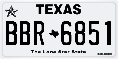 TX license plate BBR6851