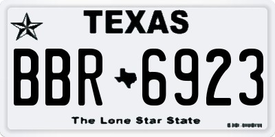 TX license plate BBR6923