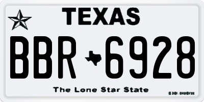 TX license plate BBR6928