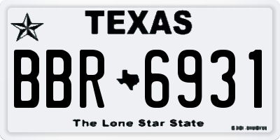 TX license plate BBR6931