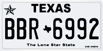 TX license plate BBR6992