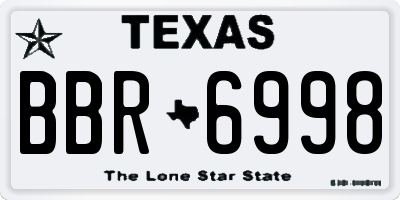 TX license plate BBR6998