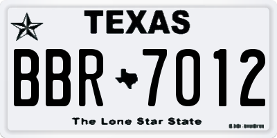 TX license plate BBR7012