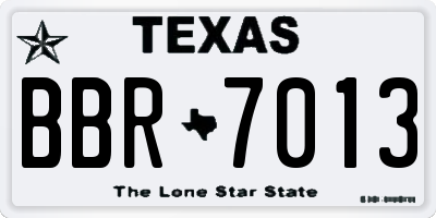 TX license plate BBR7013