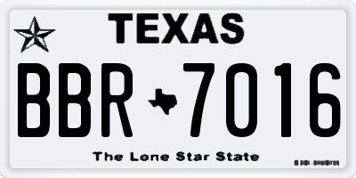 TX license plate BBR7016