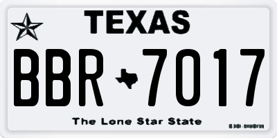 TX license plate BBR7017