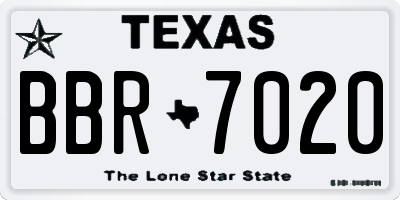 TX license plate BBR7020