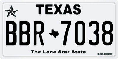 TX license plate BBR7038