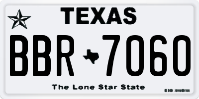 TX license plate BBR7060