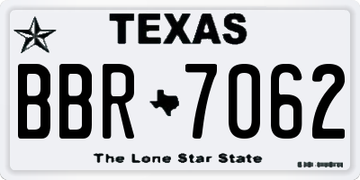TX license plate BBR7062