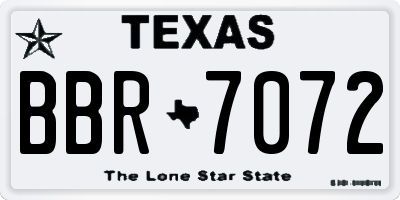 TX license plate BBR7072