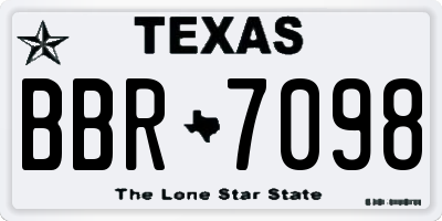 TX license plate BBR7098
