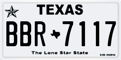 TX license plate BBR7117
