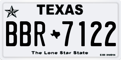 TX license plate BBR7122