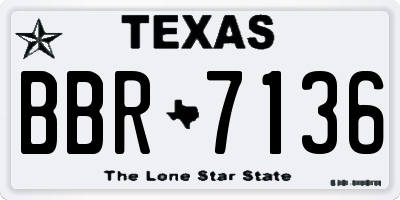 TX license plate BBR7136