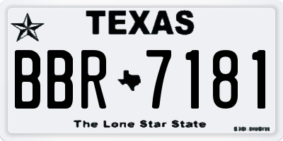TX license plate BBR7181