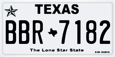TX license plate BBR7182