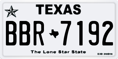 TX license plate BBR7192