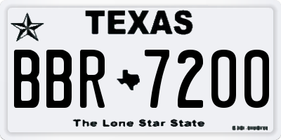 TX license plate BBR7200