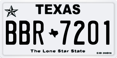 TX license plate BBR7201