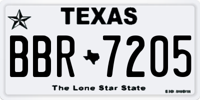 TX license plate BBR7205