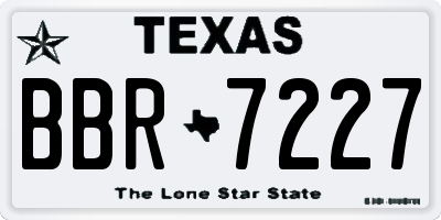 TX license plate BBR7227