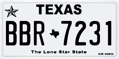 TX license plate BBR7231