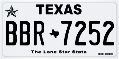 TX license plate BBR7252