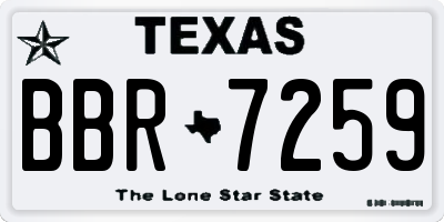 TX license plate BBR7259