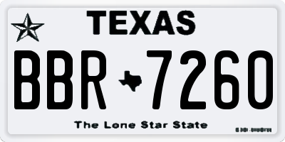 TX license plate BBR7260
