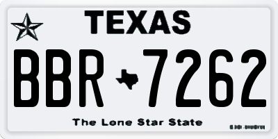 TX license plate BBR7262