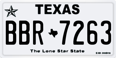 TX license plate BBR7263