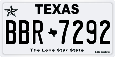 TX license plate BBR7292