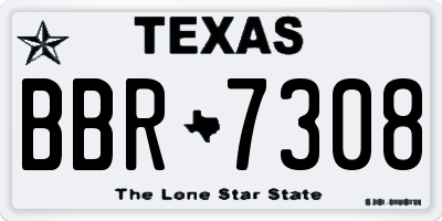 TX license plate BBR7308
