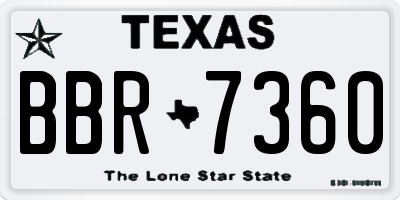 TX license plate BBR7360