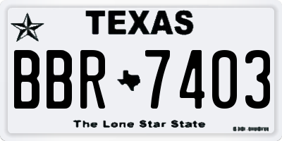 TX license plate BBR7403