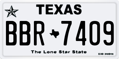 TX license plate BBR7409