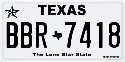 TX license plate BBR7418