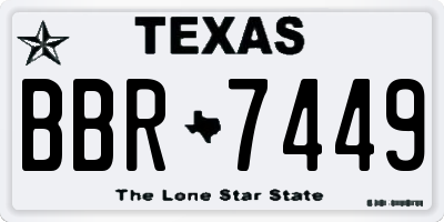 TX license plate BBR7449