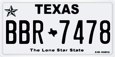 TX license plate BBR7478
