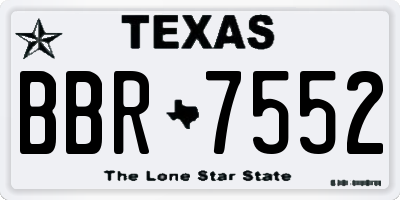 TX license plate BBR7552
